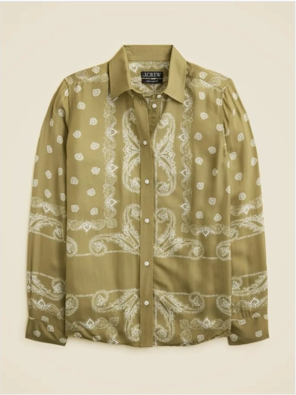 J. Crew Jules Classic-Fit Shirt in Sage Scarf Print. Size 6.